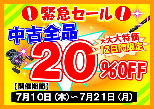 【葛の葉店　緊急セール情報】中古全品20％OFF【12日間限定】サムネイル