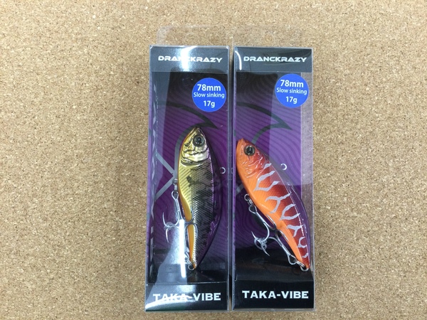 滋賀守山店　新製品入荷情報　ドランクレイジー　タカバイブ、ソドム4インチ、スローシャイナー5.8インチ、ノリーズ　タクコンパクトジグヘッド　入荷いたしました！サムネイル